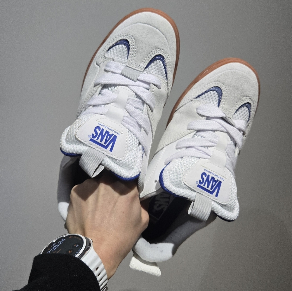 Vans White and Blue Athletic Shoes - Picture 2 of 5